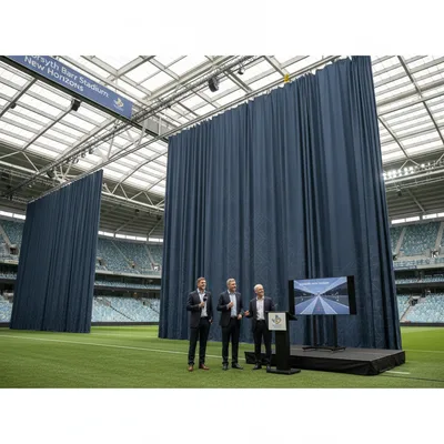 Forsyth Barr Stadium featuring a modern, retractable curtain system for versatile event hosting.