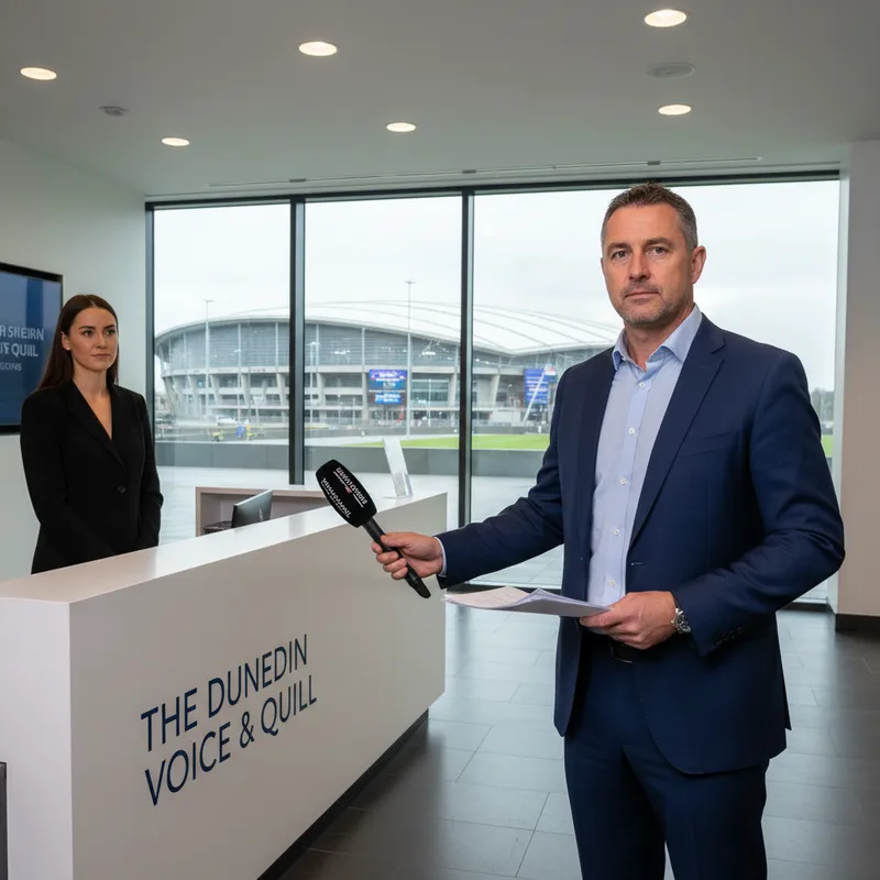 A business news photograph from The Dunedin Voice & Quill