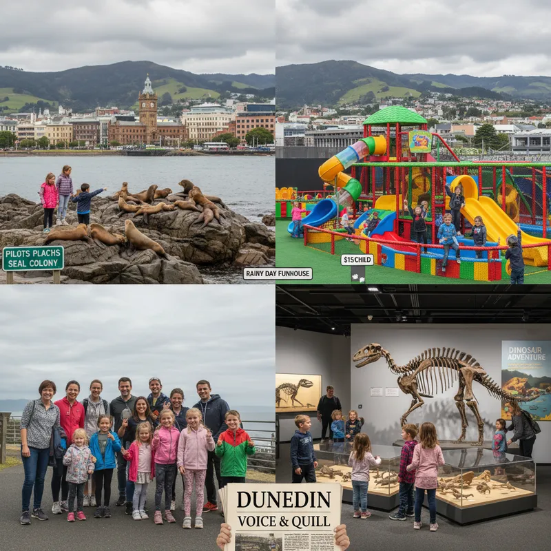 Children enjoying outdoor activities in a scenic park in Dunedin, showcasing family-friendly adventures.