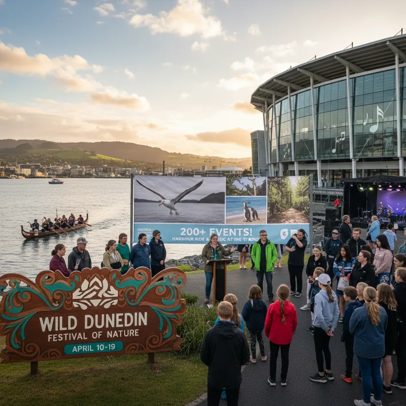 Wild Dunedin Festival announcing its 200-event programme featuring a harbour ride and music events.